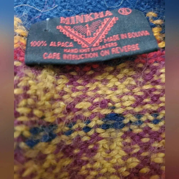 Minkha 100% alpaca colourful patterned long cardigan. Size  XL - Picture 7 of 10